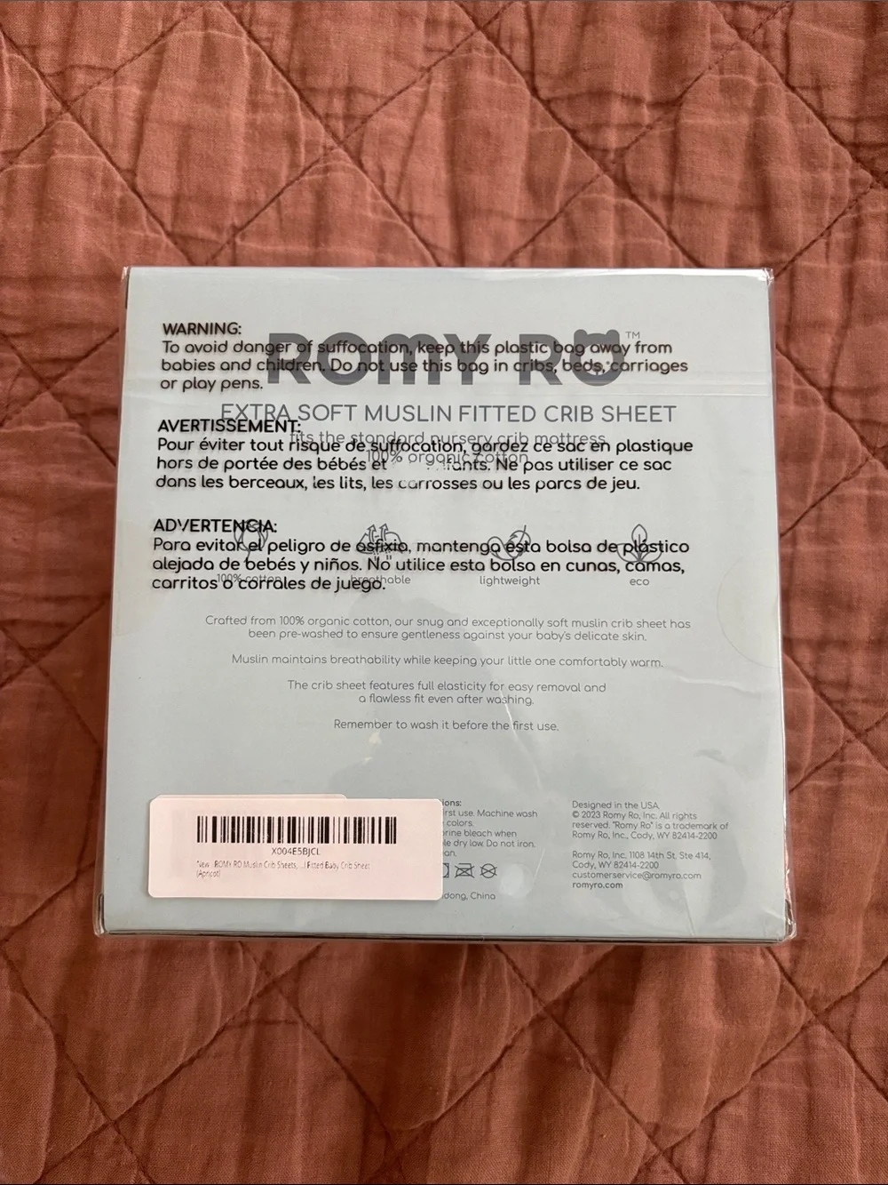 Romy Extra Soft Muslin Fitted Crib Sheet - Coral